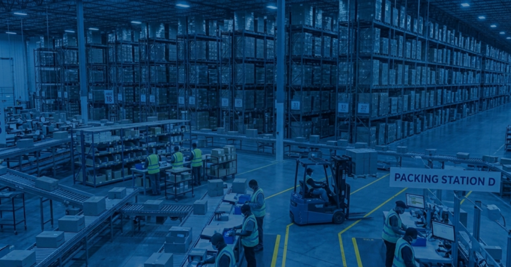 aerial view of pallet racking